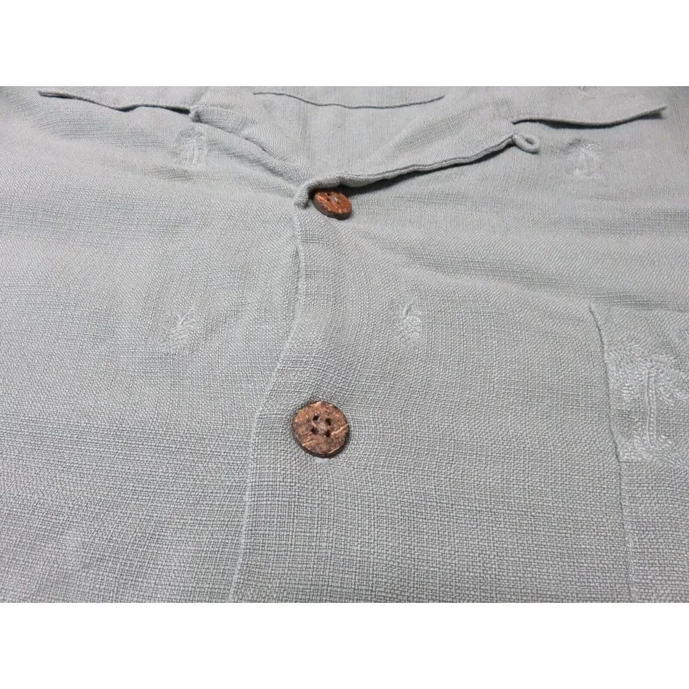 Mens Tommy Bahama Hawaiian Button Front Shirt Size XL Green Pineapple Palm Tree - Picture 7 of 7